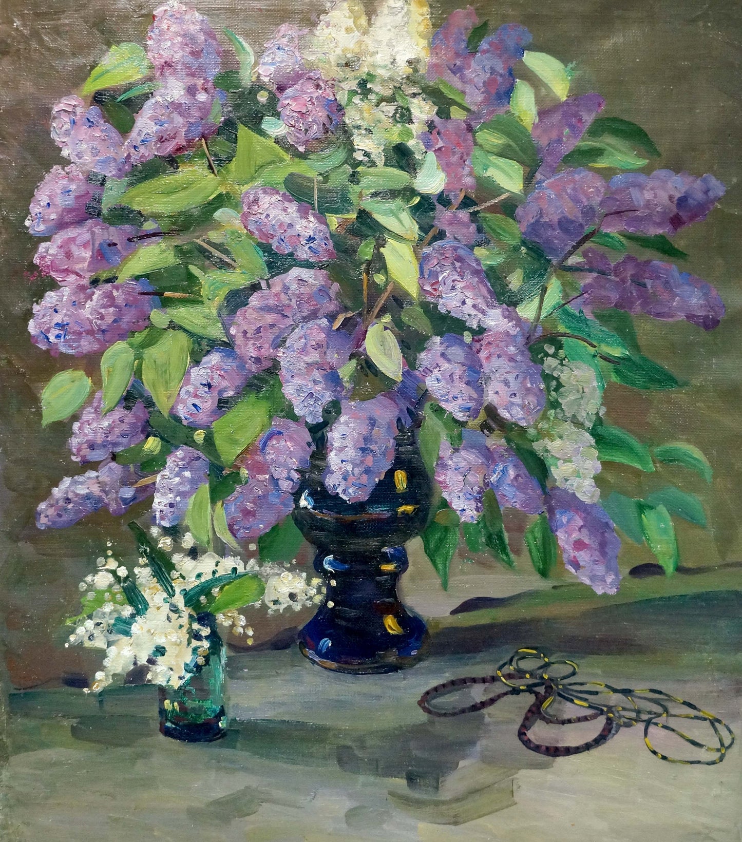 Oil painting Luxurious lilac in a vase Unknown artist