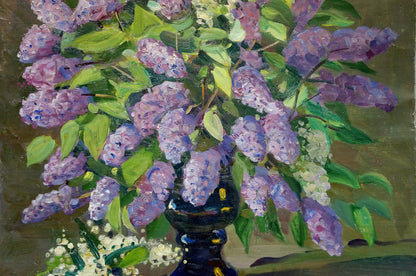 Oil painting Luxurious lilac in a vase Unknown artist