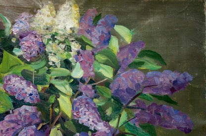 Oil painting Luxurious lilac in a vase Unknown artist