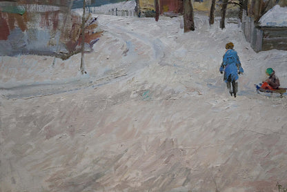 Oil painting Winter landscape Eremin Boris Alexandrovich