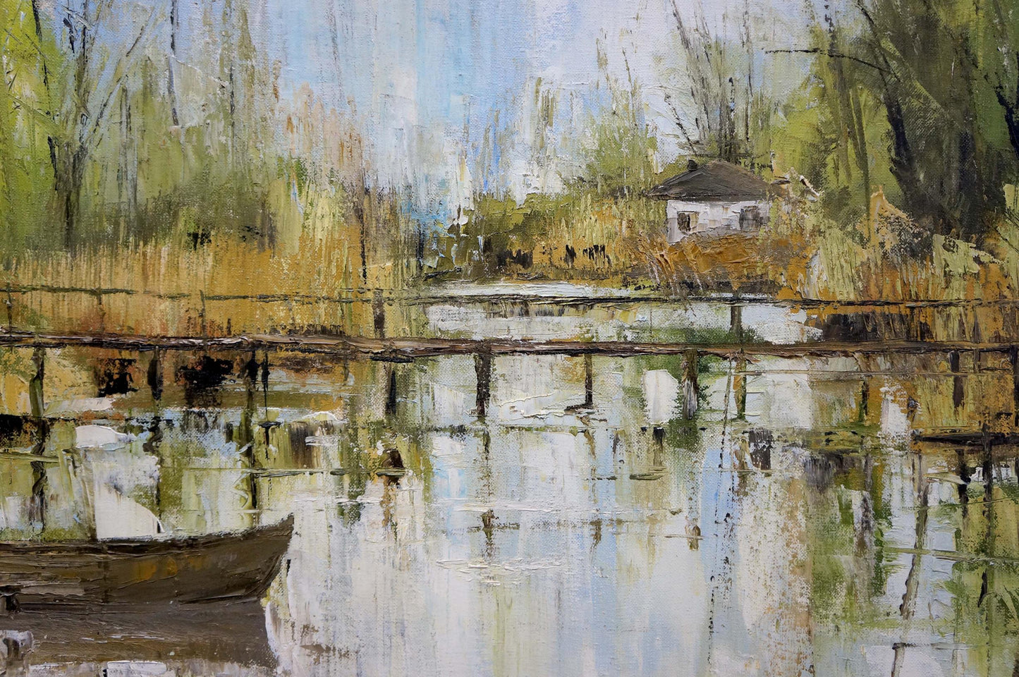 Oil painting Bridge to the village Merkulov Valentin Nikolaevich