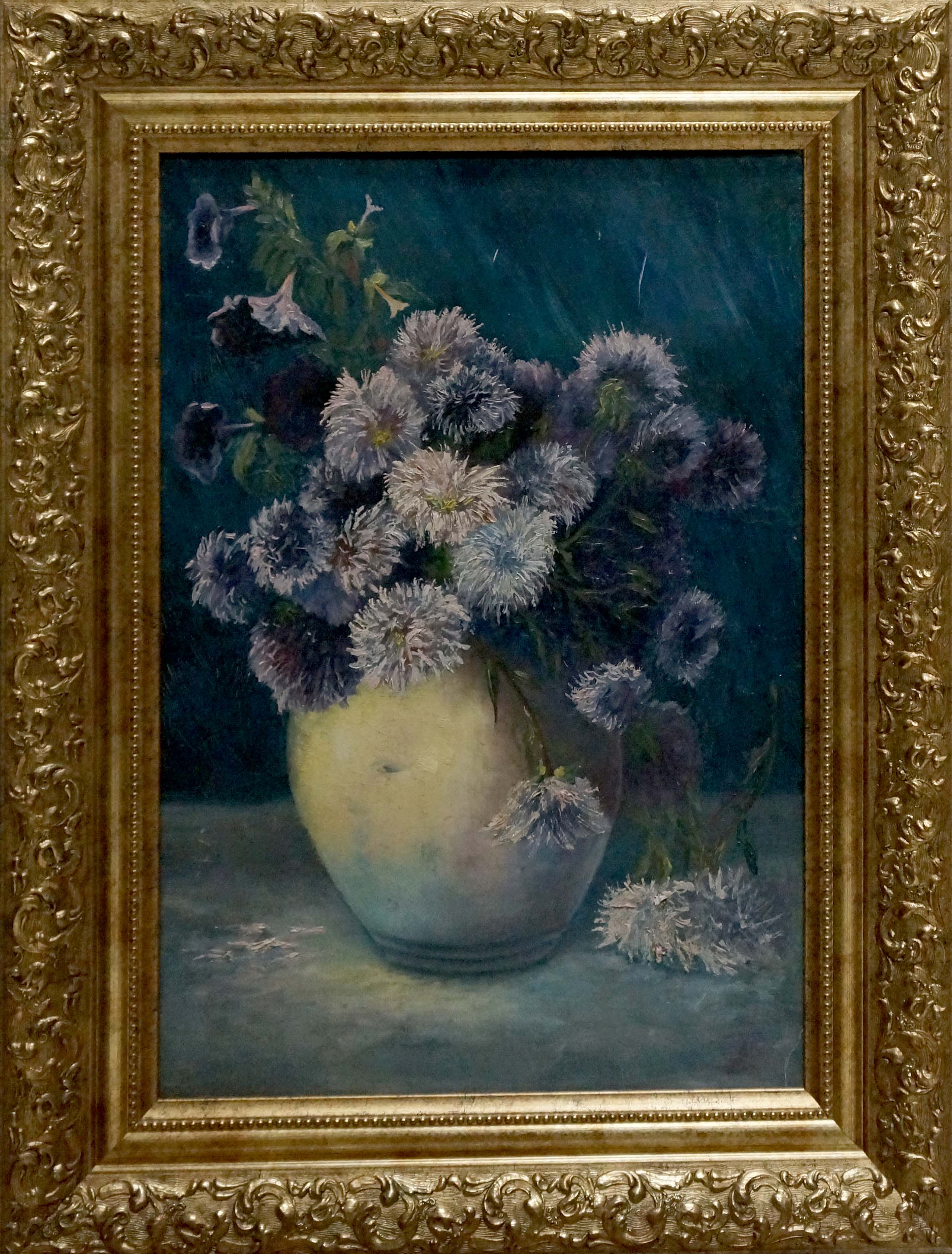 Oil painting Lilac daisies European artist