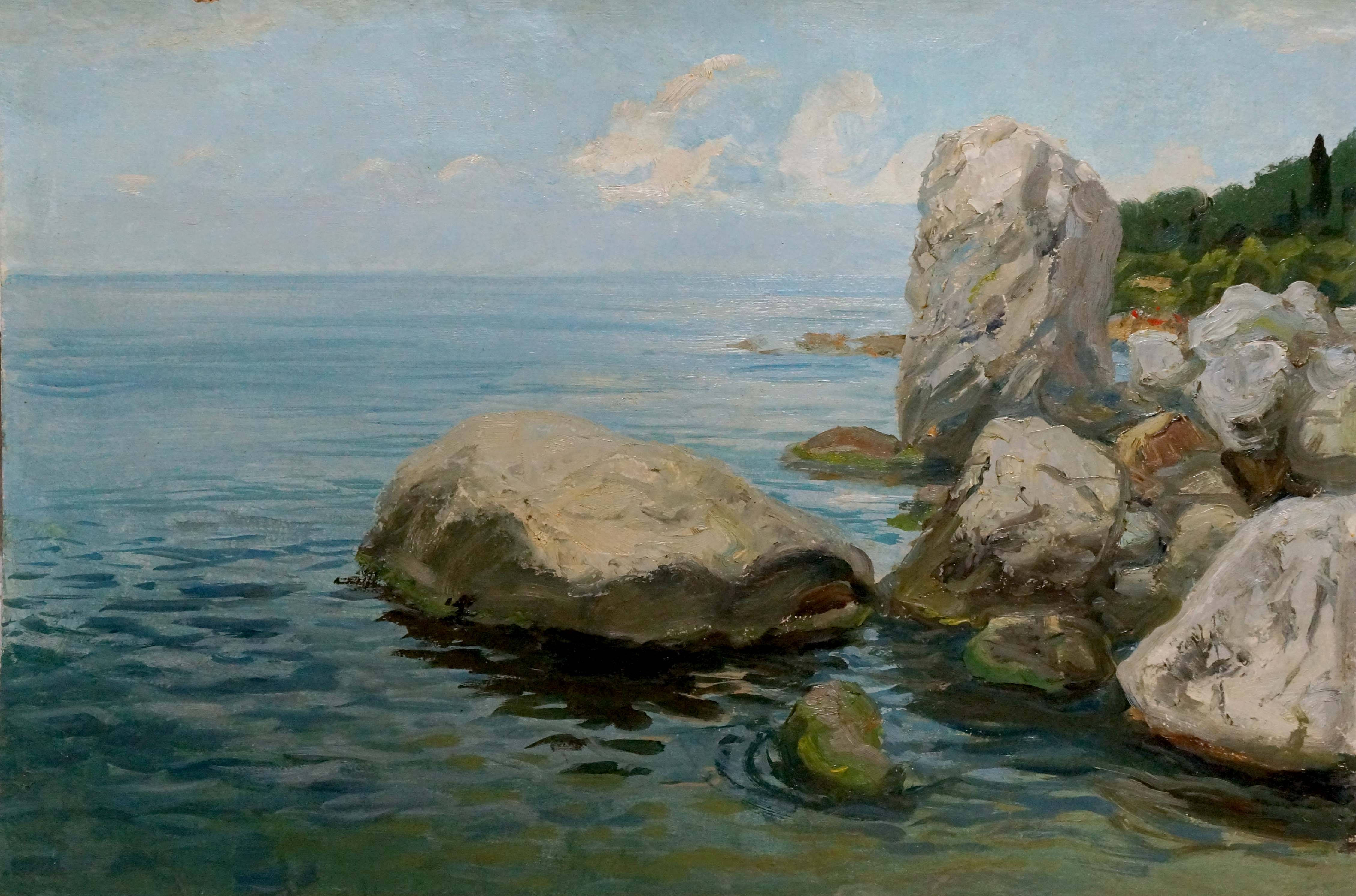 Oil painting Summer seashore Unknown artist