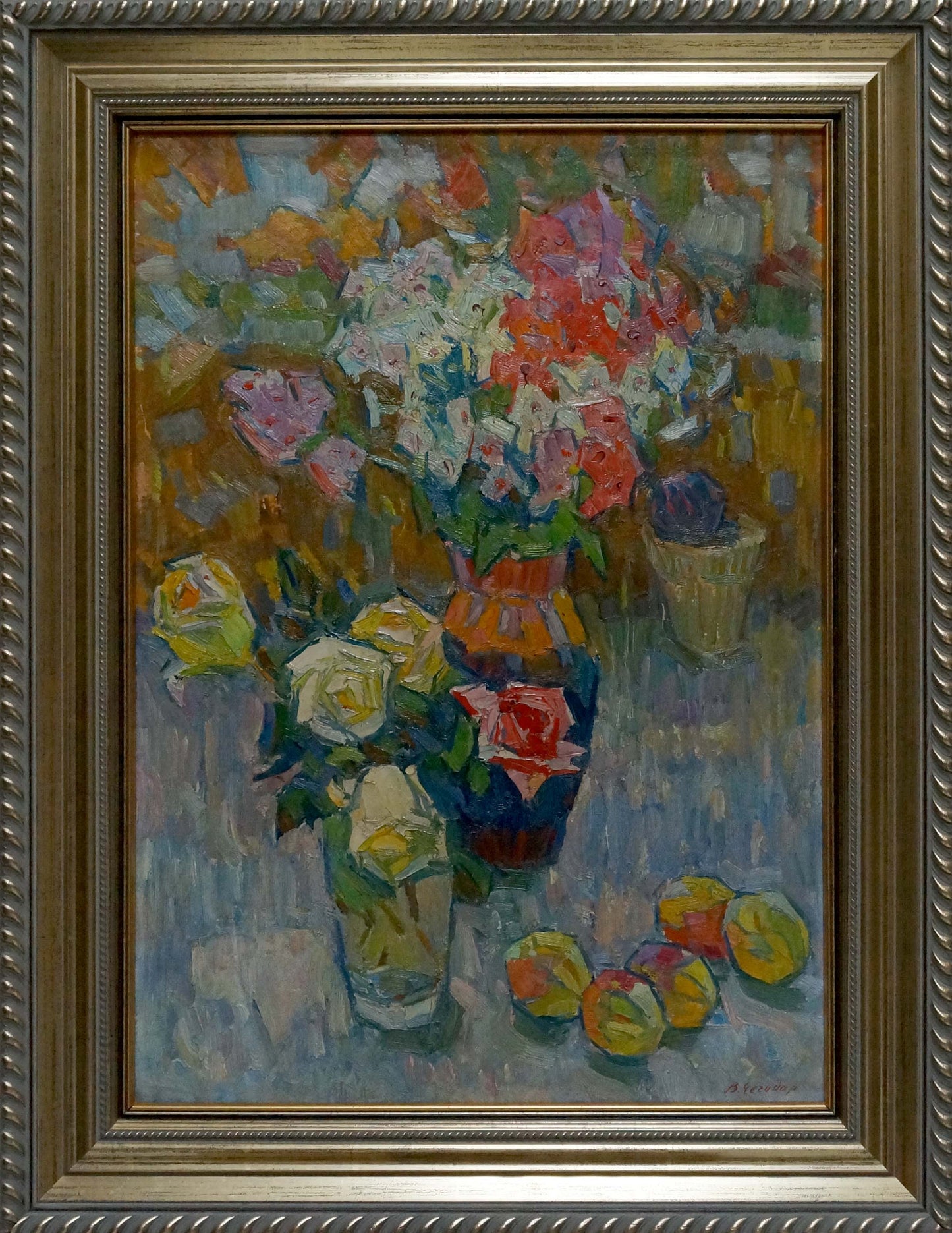 Oil painting Roses and fruits Vasily Chegodar