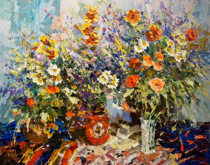 Oil painting Floral Bouquet with Vase Sergey Shapovalov