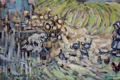 Abstract oil painting Rural landscape