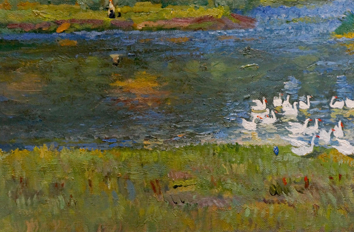 Oil painting Geese by the river Mynka Alexander Fedorovich