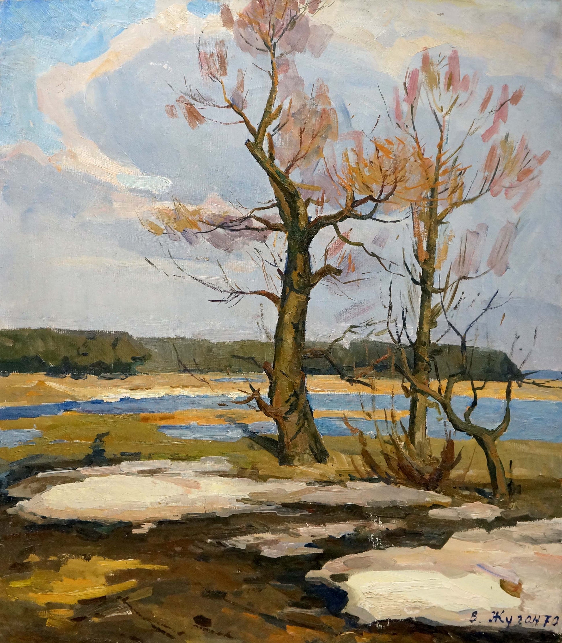 Oil painting End of winter Zhugan Vladimir Alexandrovich