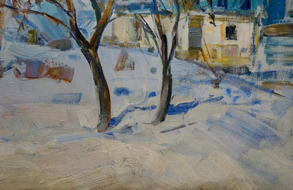 Oil painting Snow in the city Strelov Arkady Efimovich