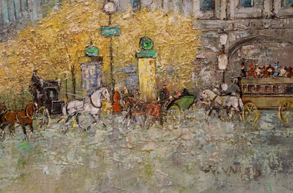 Oil painting Streets of Paris Walter Prescher Van Ed