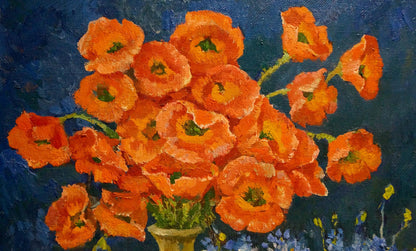 Oil painting Poppies and hairs Mynka Alexander Fedorovich