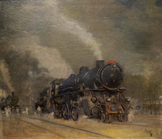 Oil painting Train landscape Ronel