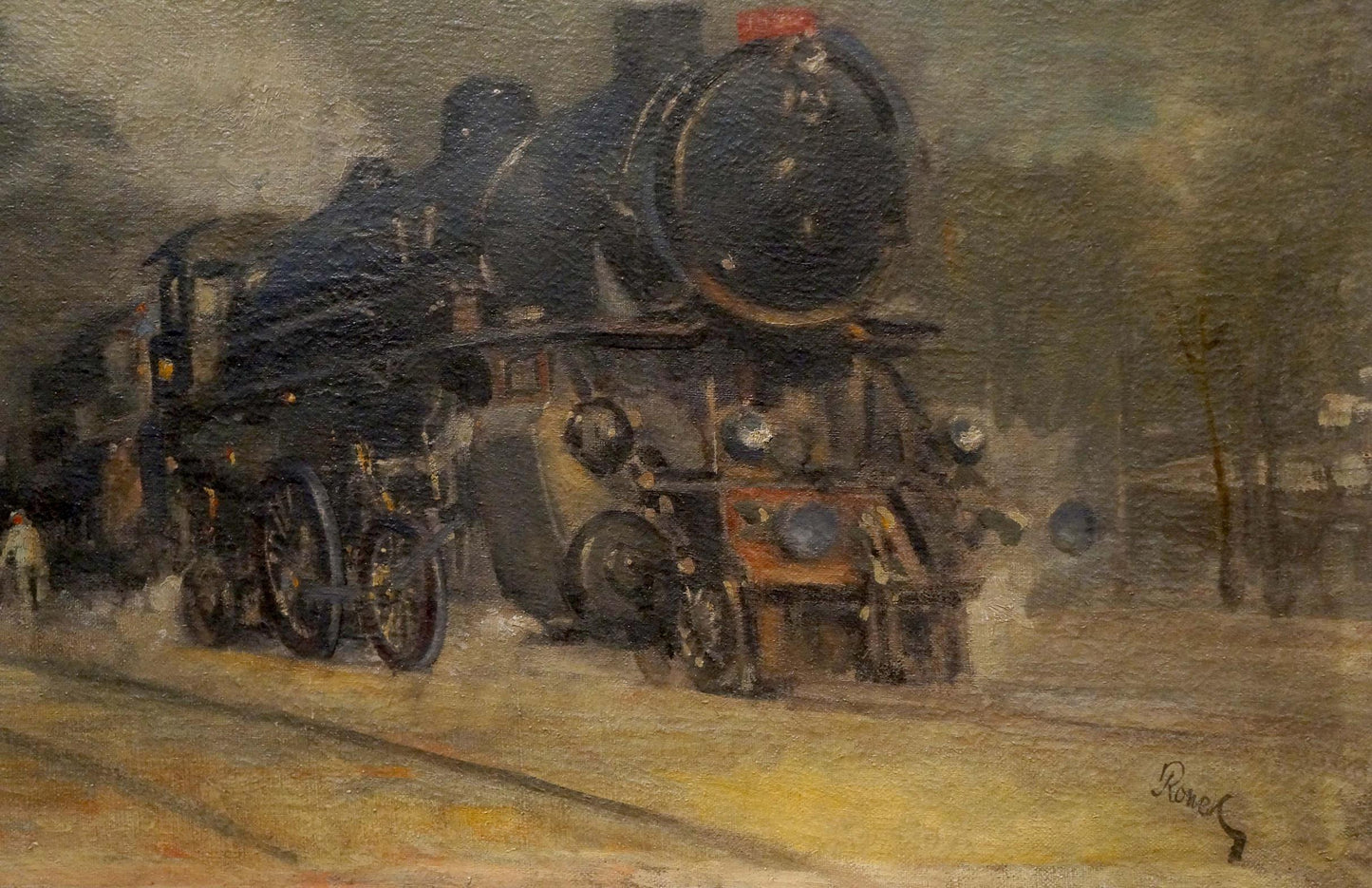 Oil painting Train landscape Ronel