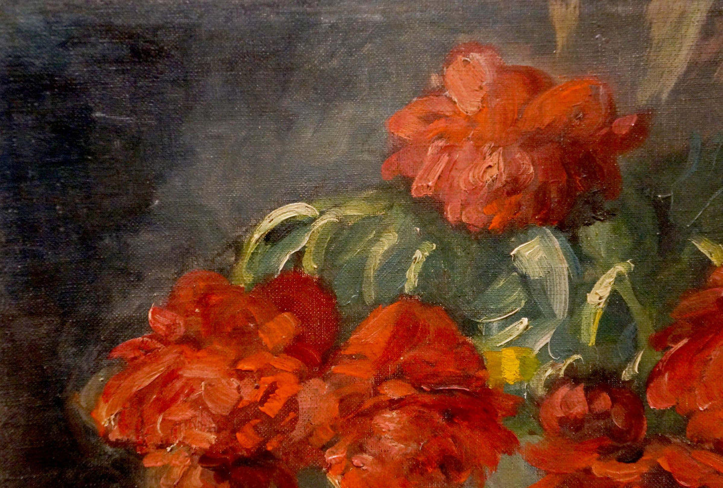 Oil painting Red flowers J. Sellier