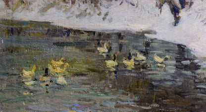 Oil painting On the lake Nikolai Petrovich Petrov