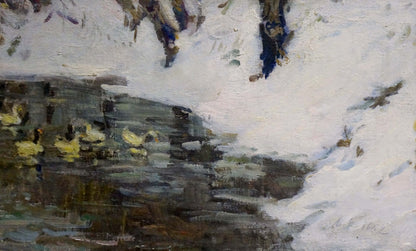 Oil painting On the lake Nikolai Petrovich Petrov