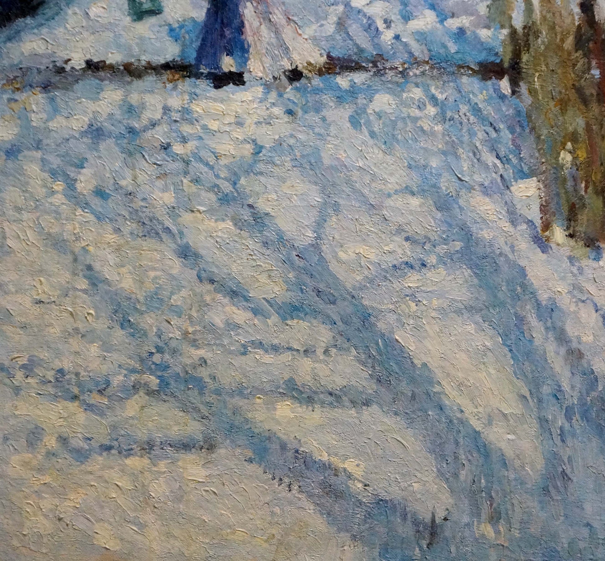 A Girl Walks to a Well in Winter, an oil painting by an unknown artist