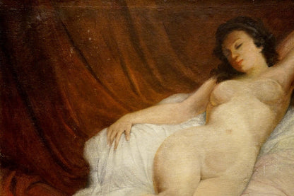 Oil painting Portrait of a naked lying girl Butteroth Rot