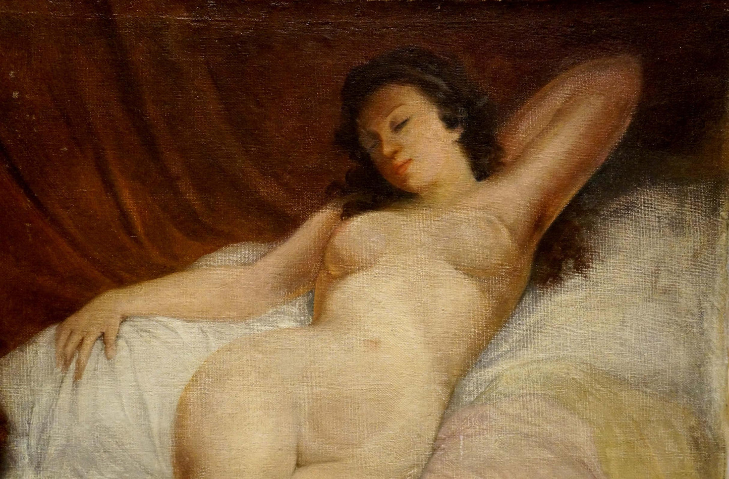Oil painting Portrait of a naked lying girl Butteroth Rot