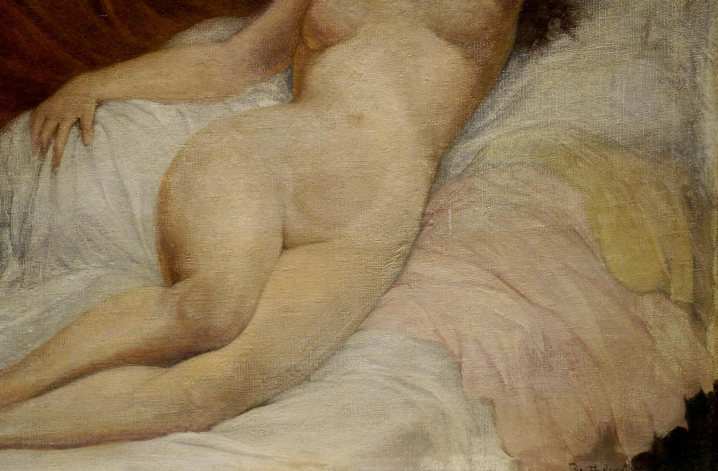 Oil painting Portrait of a naked lying girl Butteroth Rot