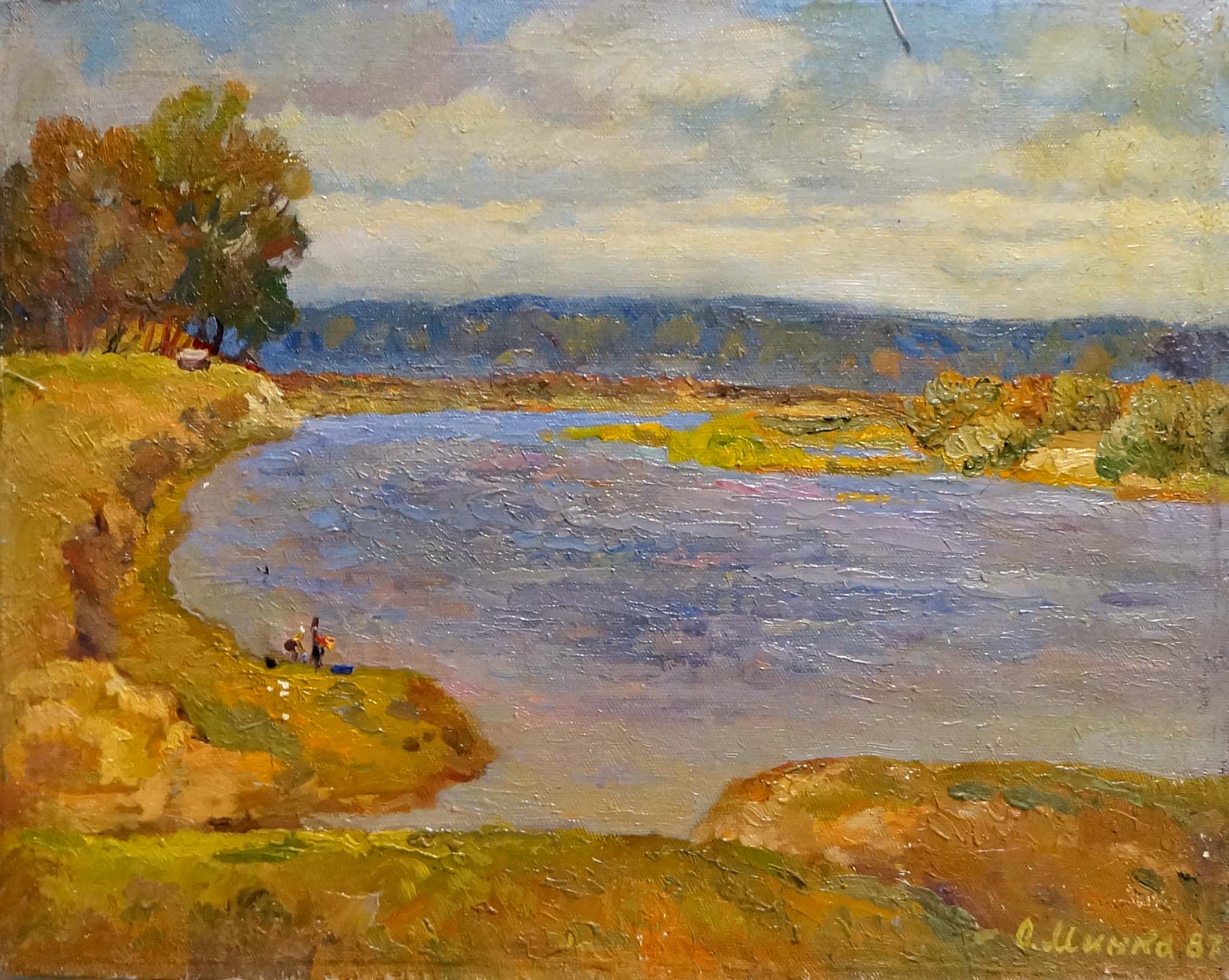 Oil painting Over the river Mynka Alexander Fedorovich