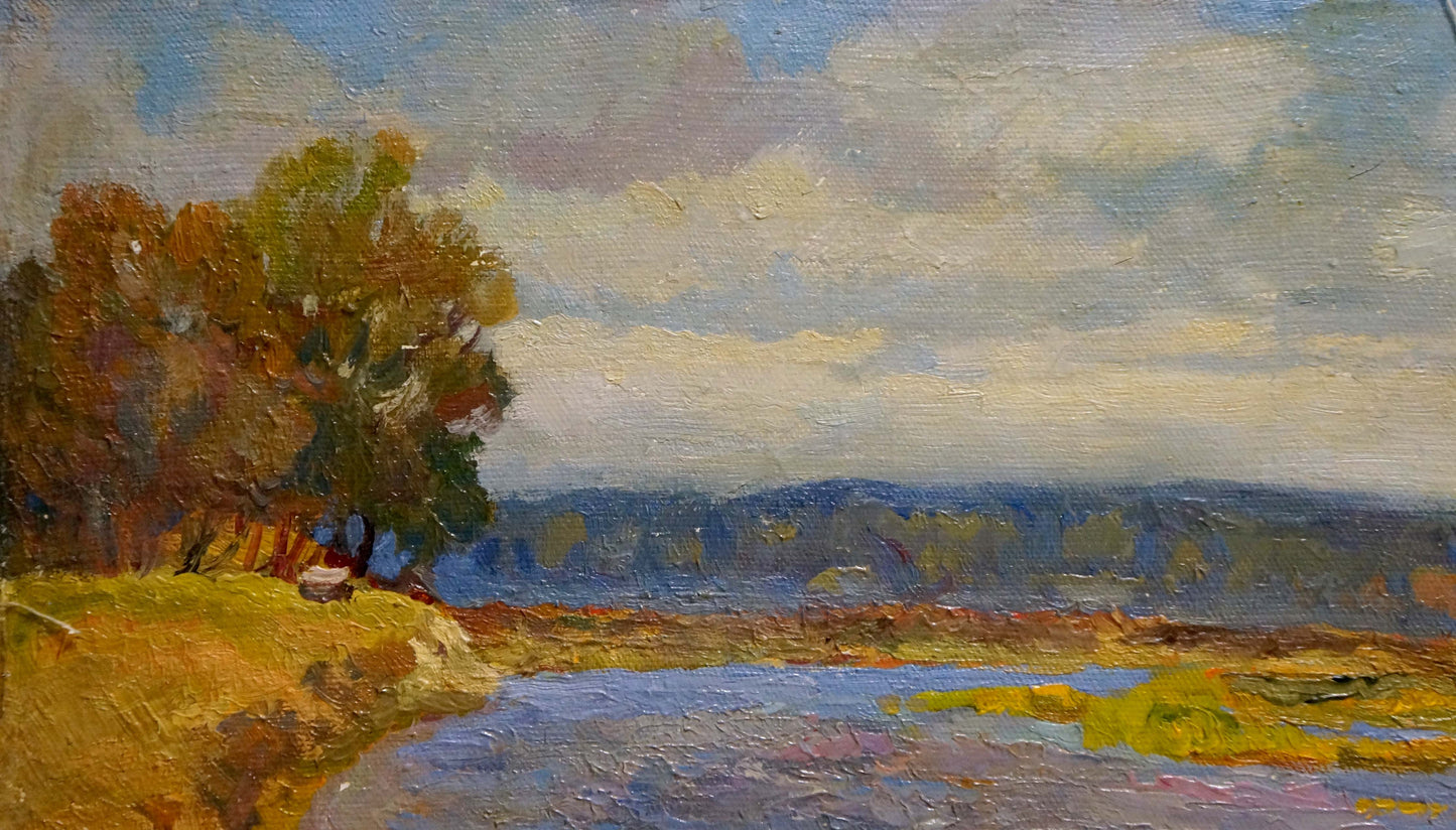 Oil painting Over the river Mynka Alexander Fedorovich
