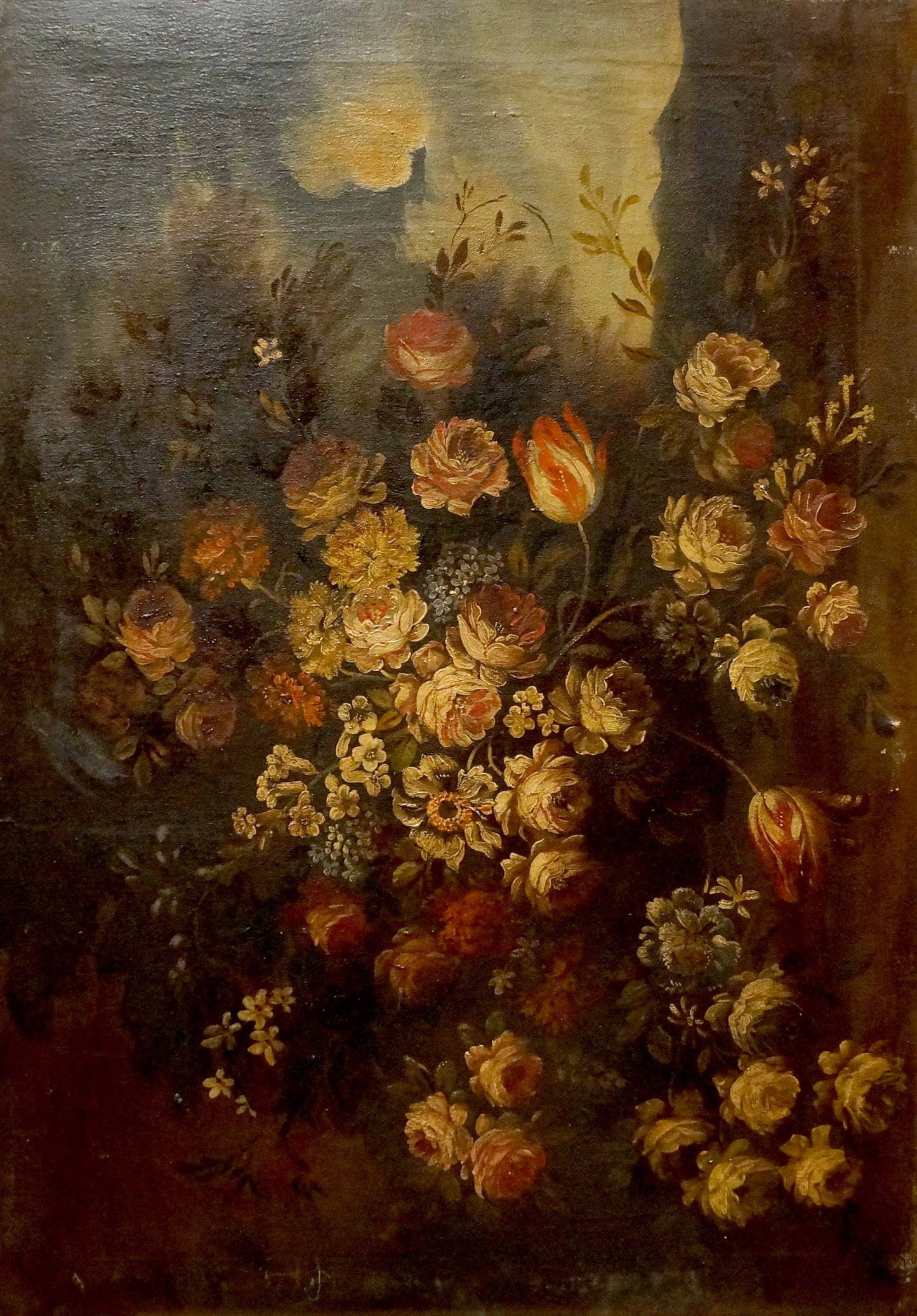 Oil painting Huge bouquet of flowers Western European artist