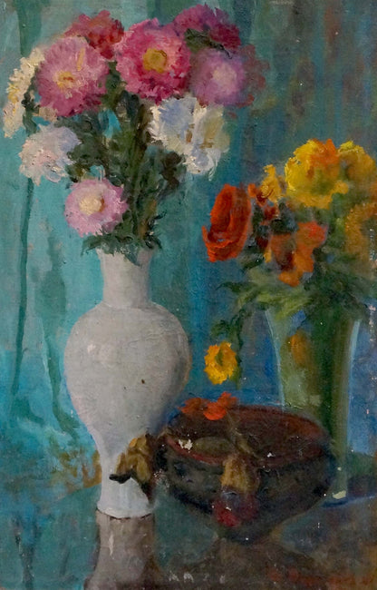 Oil artwork Floral Arrangement by V.A. Sharapenko