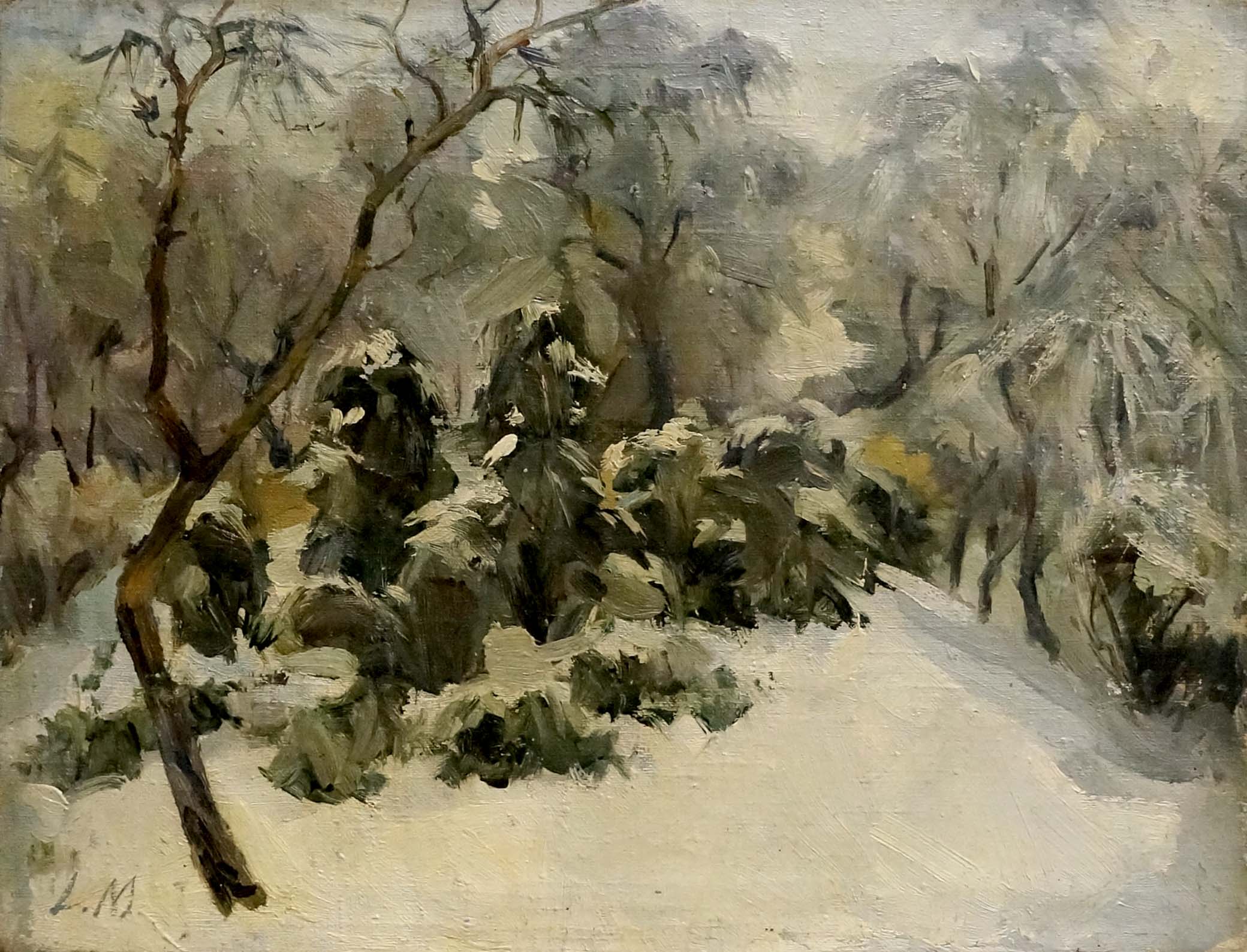 Oil painting The forest was covered with snow Unknown artist
