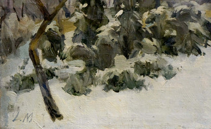 Oil painting The forest was covered with snow Unknown artist