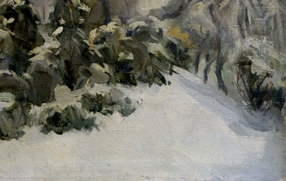 Oil painting The forest was covered with snow Unknown artist