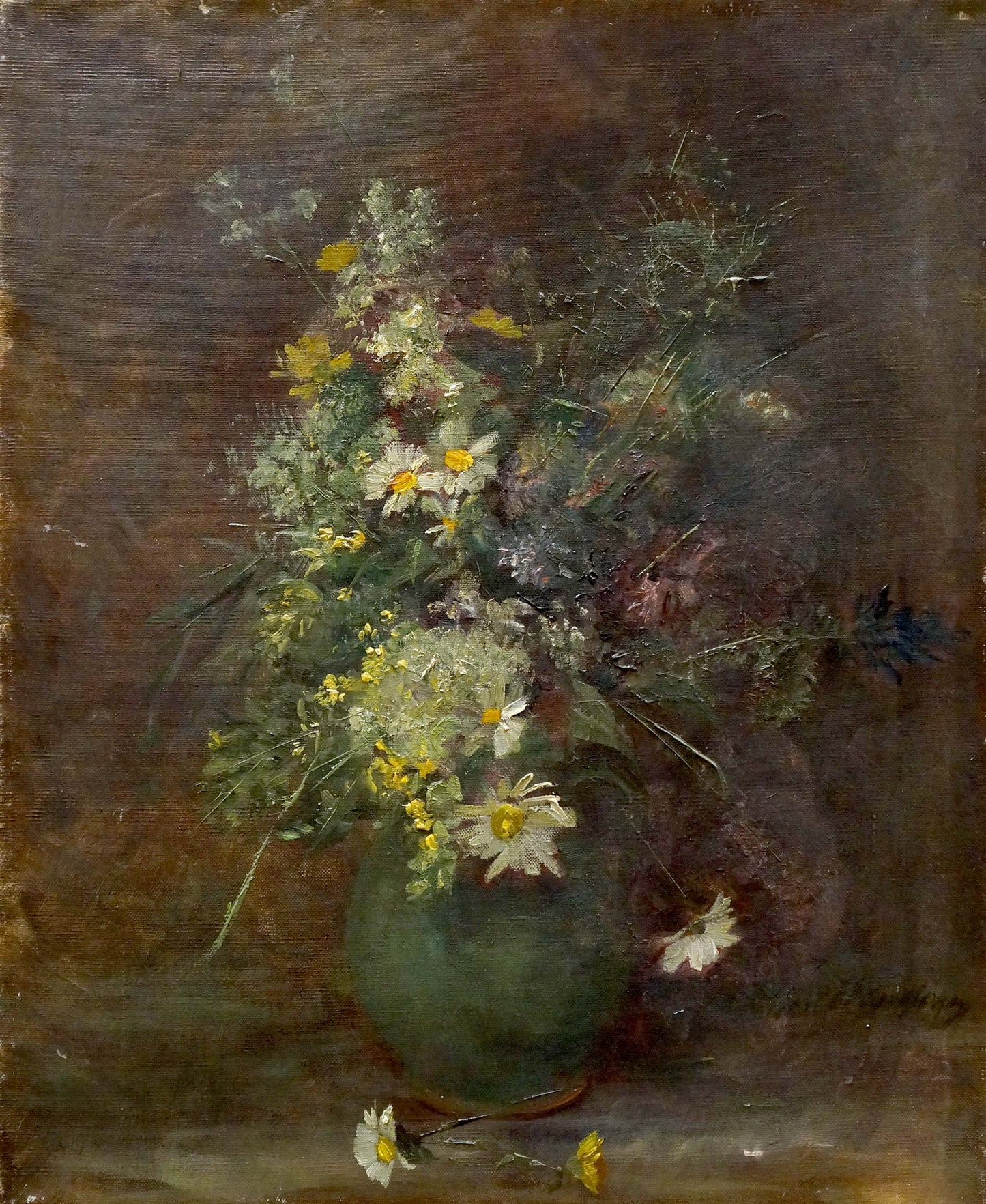 Oil painting Bouquet of daisies