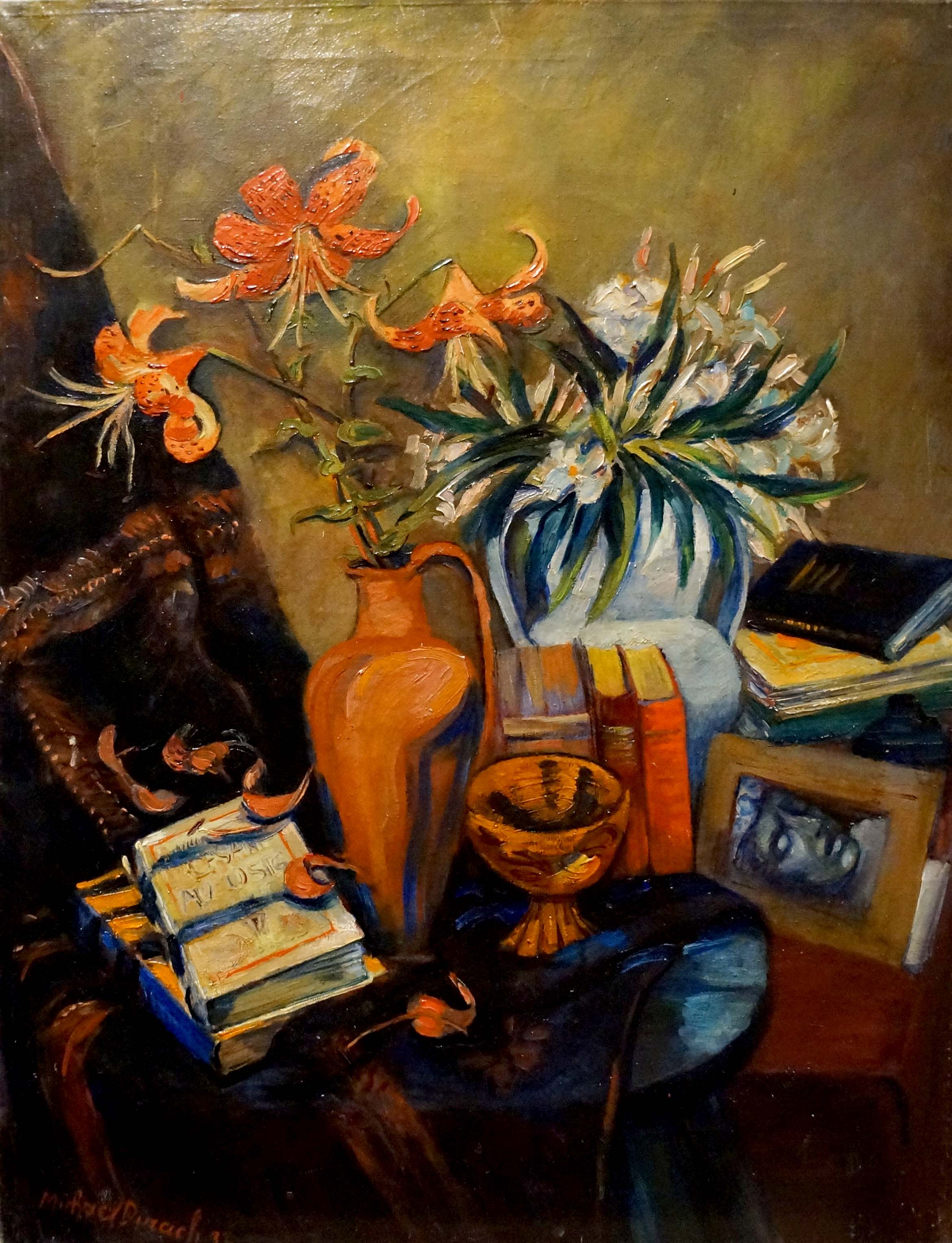 Oil painting Still life with books Michael Durach