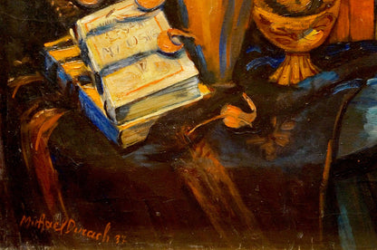 Oil painting Still life with books Michael Durach