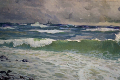 Oil painting Seascape with raging waves Petr Sulimenko