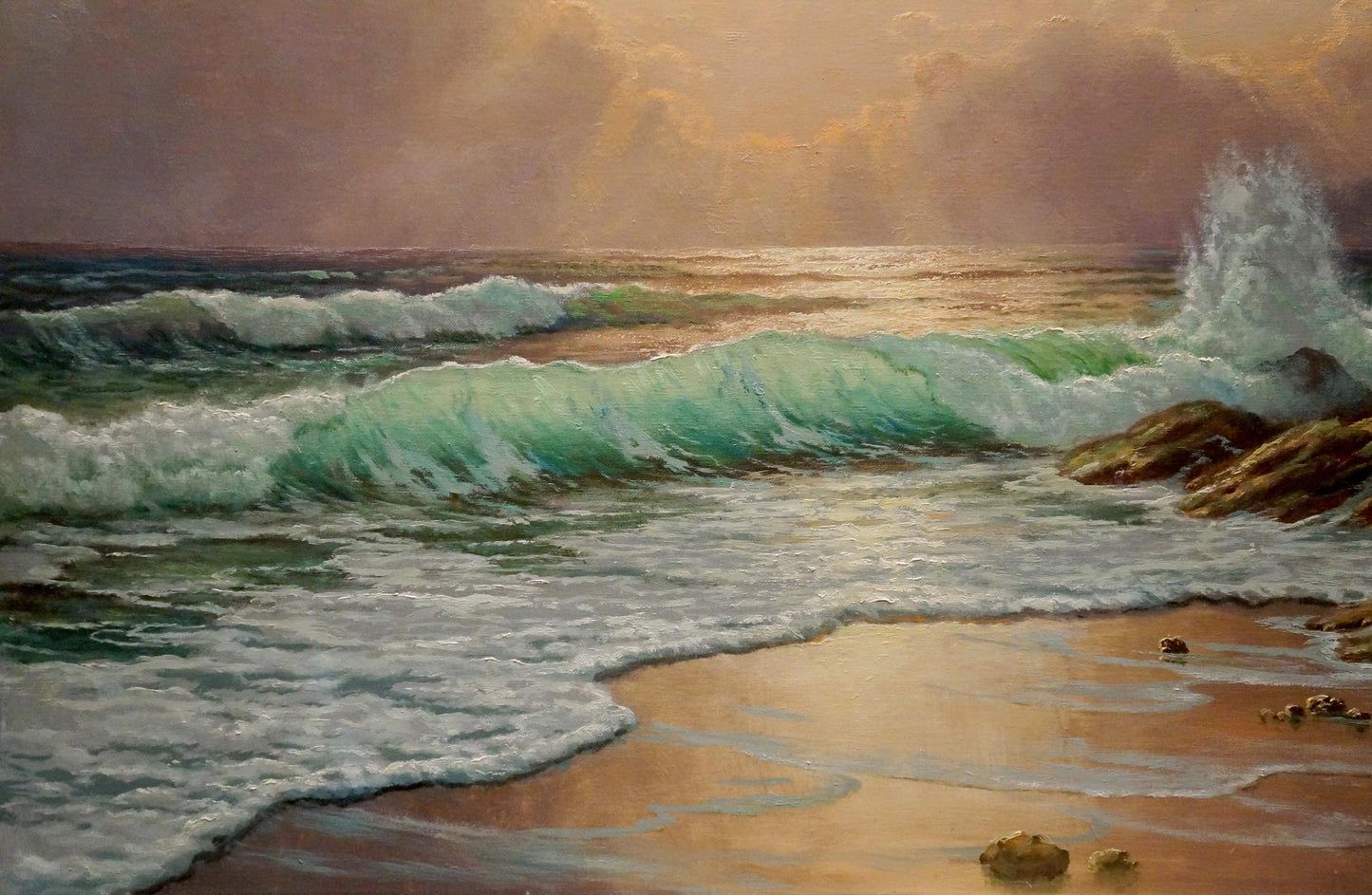 Oil painting The waves are beating against the shore K. Conradx