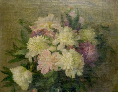 Oil painting White and purple flowers Unknown artist