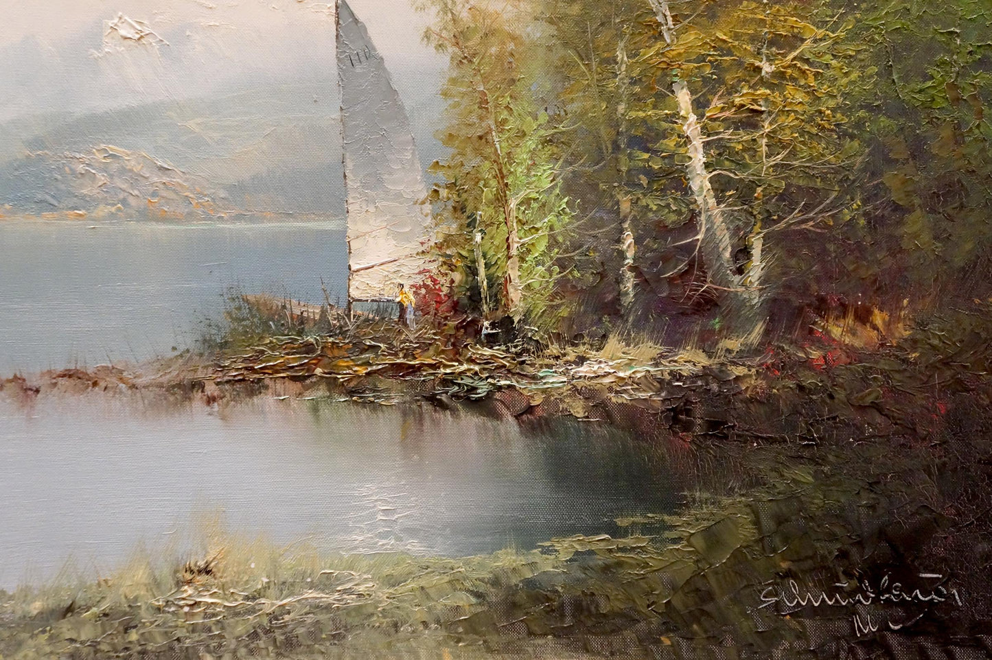 Oil painting Shore landscape H. Schumacher