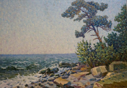 Off the Coast: an oil painting by Petro Yevlampiyovych Sabadysh