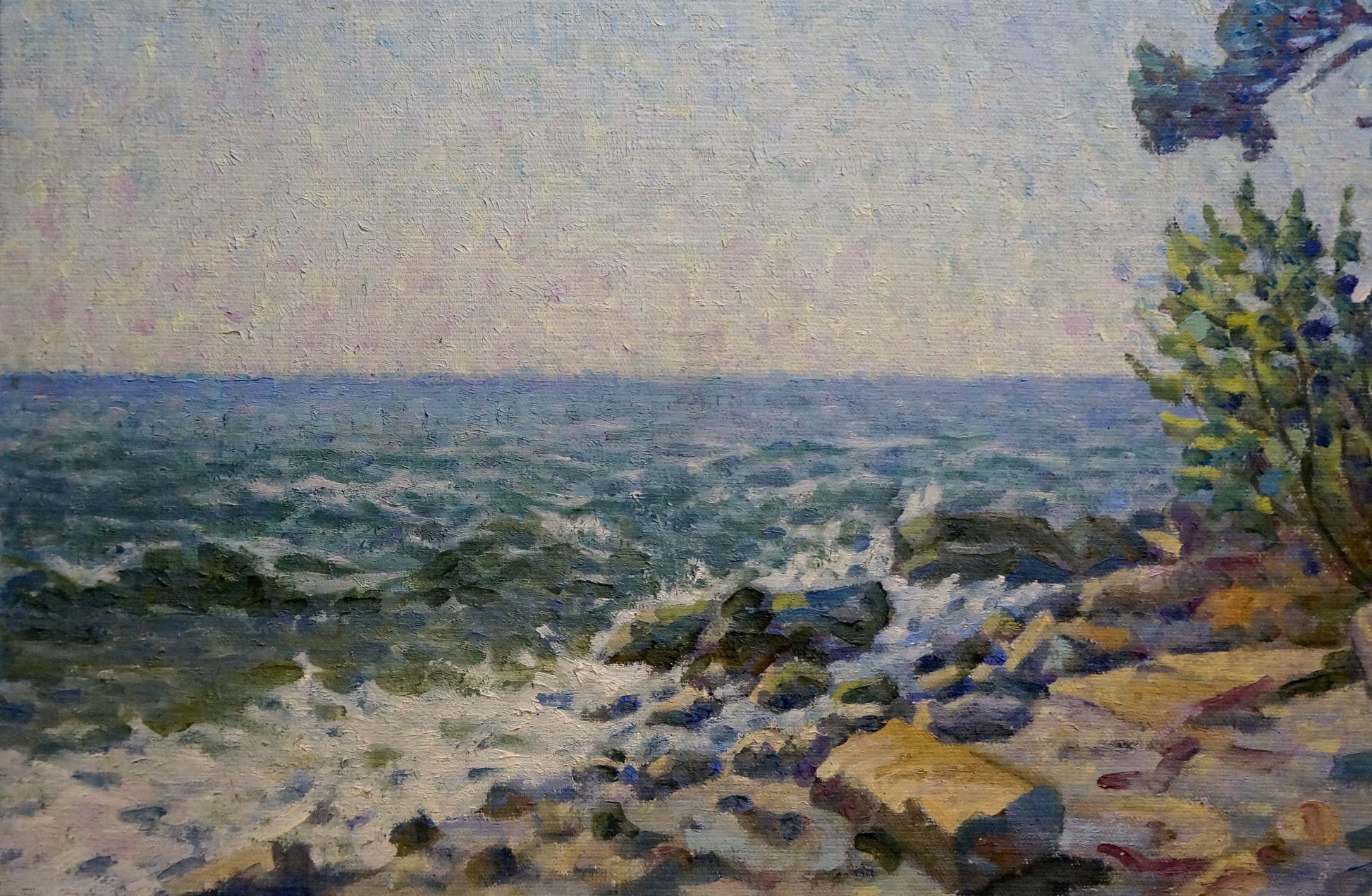 Oil painting depicting scenes "Off the Coast" by Petro Yevlampiyovych Sabadysh