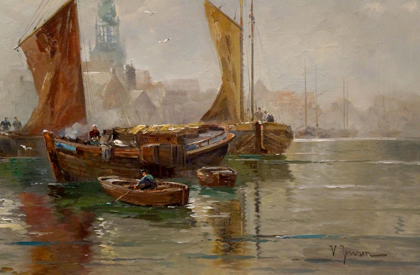 Oil painting Amsterdam V. Jensen