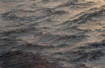 Oil painting The waves beat against the rocks