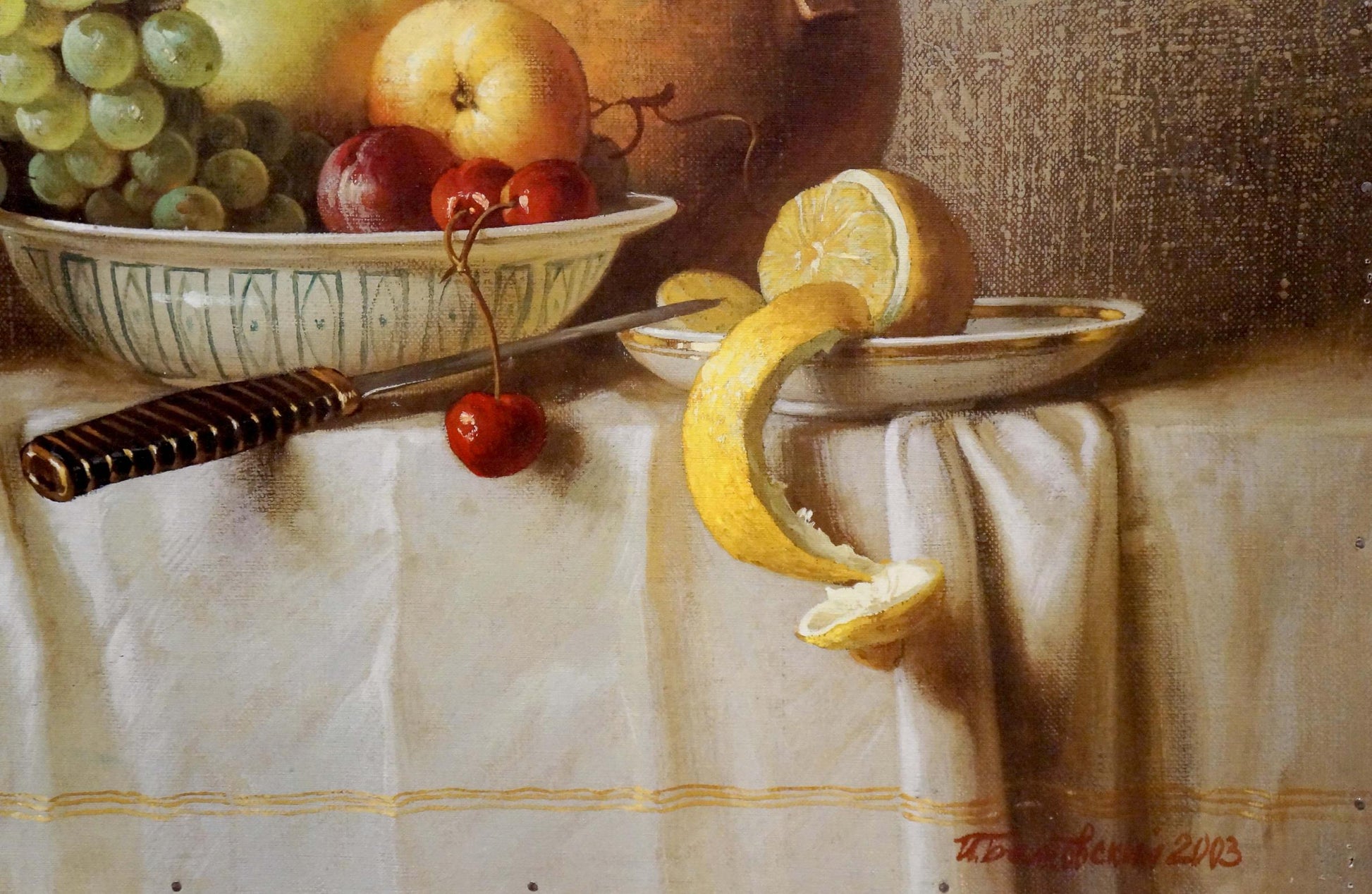 Sweet Table depicted in oil painting