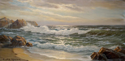 Oil painting The waves Hendrik Hansen