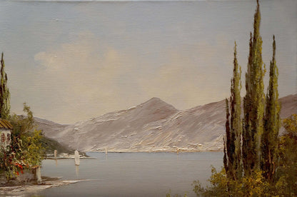 Oil painting House by the shore Bruno Martini