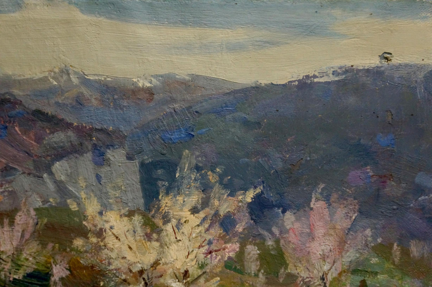 In Arkady Efimovich Strelov's oil artwork, trees burst into bloom