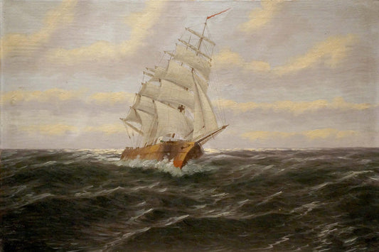 Oil painting Ship at sea H.Attmann