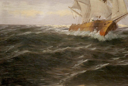 Oil painting Ship at sea H.Attmann