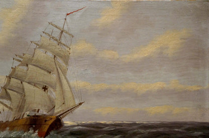 Oil painting Ship at sea H.Attmann