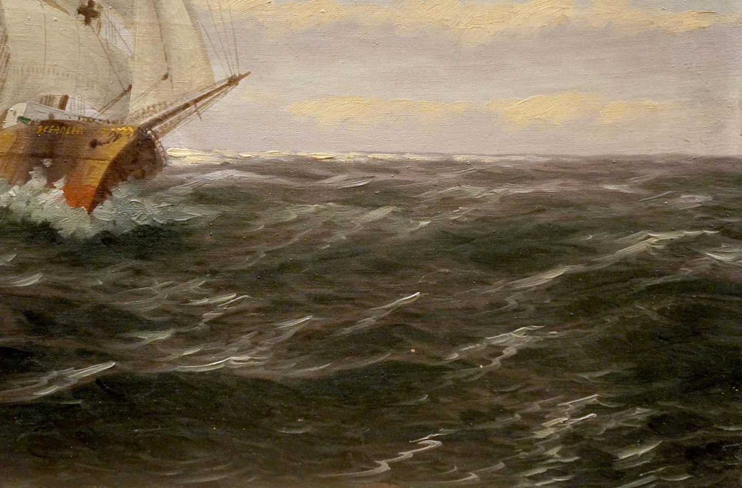 Oil painting Ship at sea H.Attmann